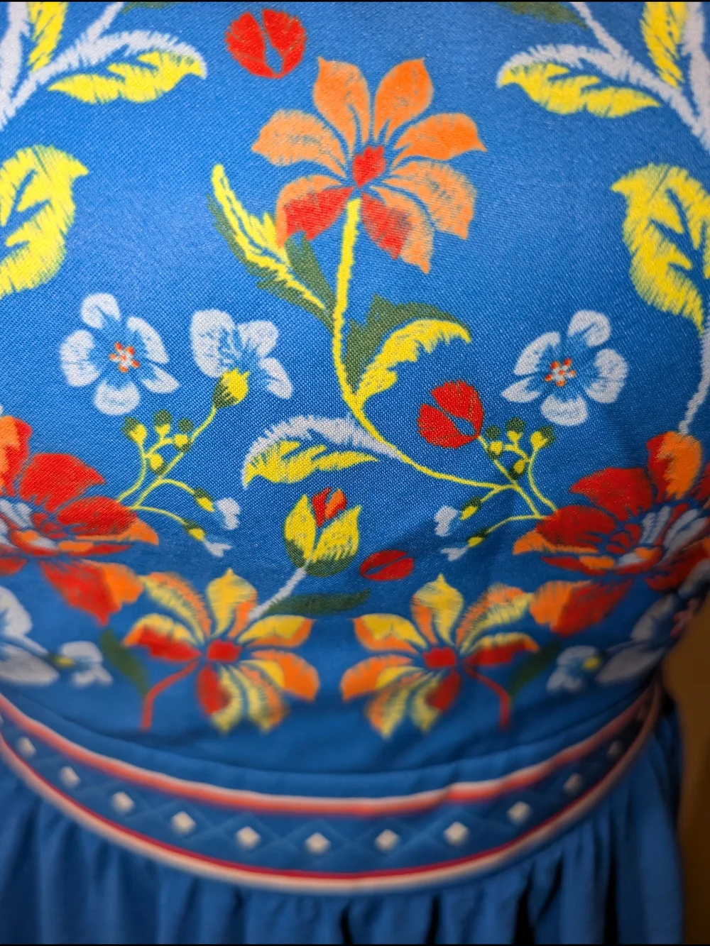 Cupshe Small Blue Floral Embroidered Spaghetti Strap Swimsuit Dress